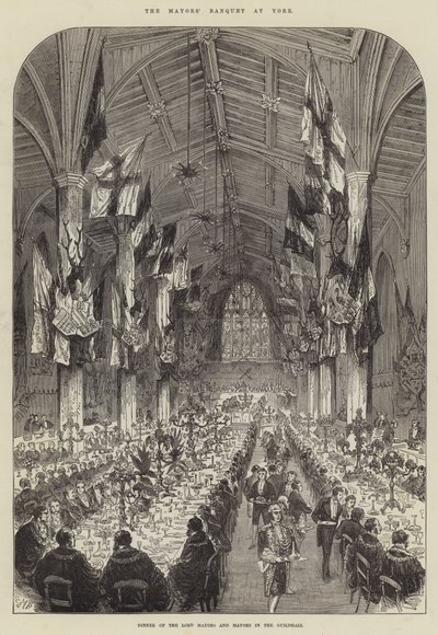 Das Bürgermeisterbankett in York, Abendessen der Lordbürgermeister und Bürgermeister in der Guildhall von Melton Prior